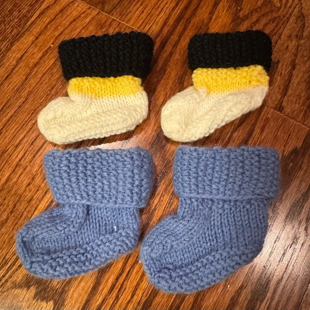 Hand-Knit Baby Booties Set